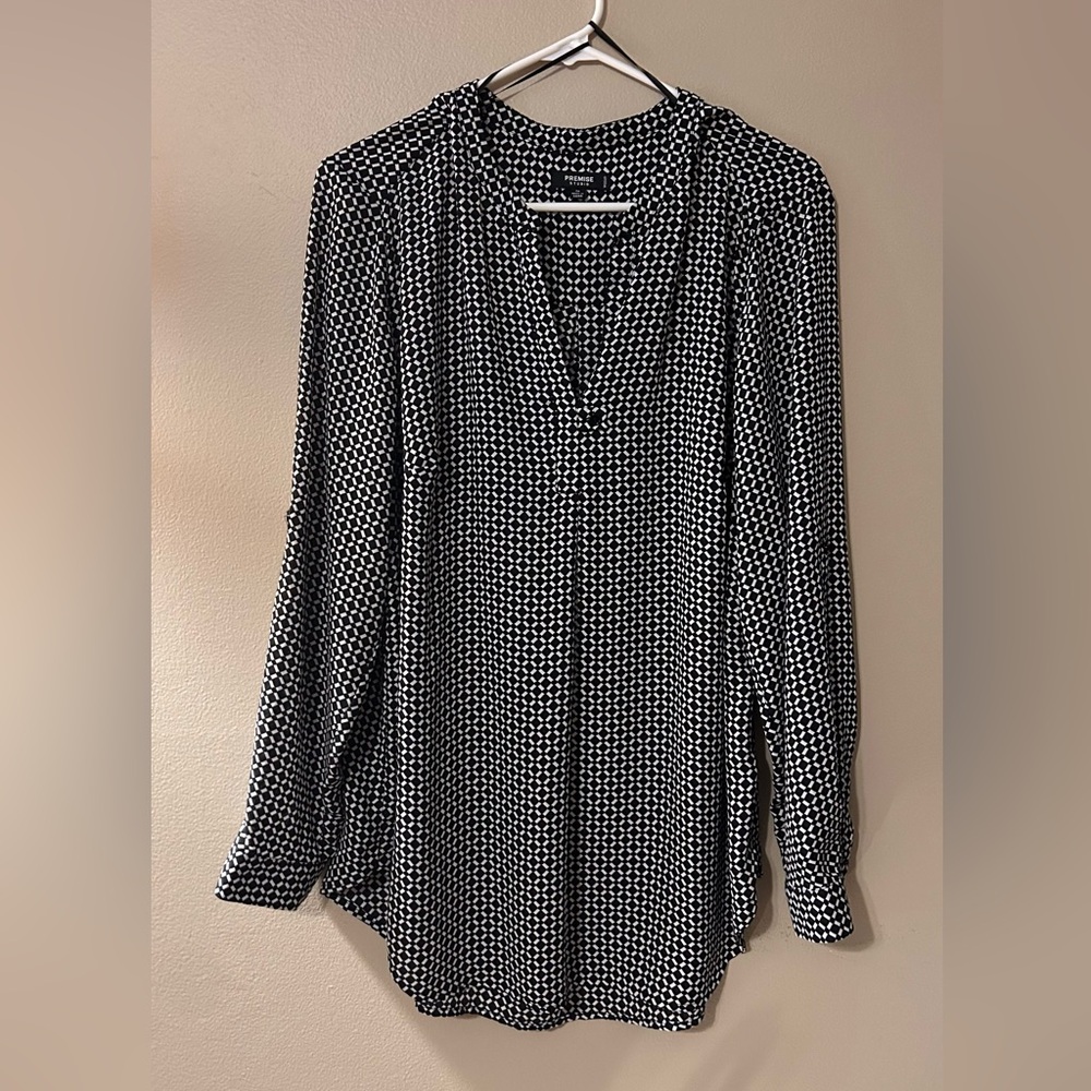Premise Black and White Geometric Blouse